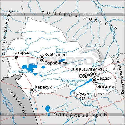 Karte von Oblast Nowosibirsk | Stock Vektorgrafik |ID 2007090