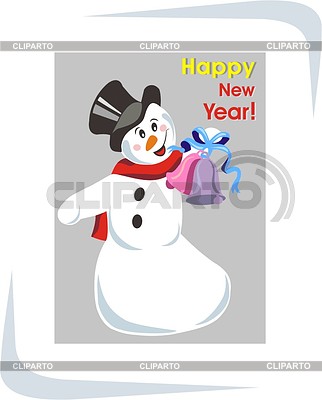 Снеговик с колокольчиками | Векторный клипарт |ID 2007575