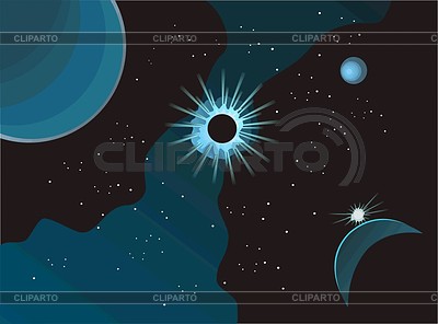 Космический пейзаж со звездой | Векторный клипарт |ID 2011701