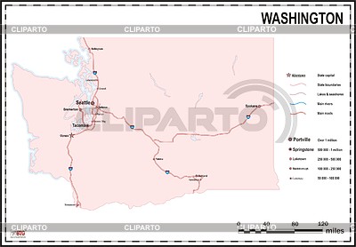 Карта штата Вашингтон | Векторный клипарт |ID 2013156