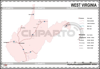 Карта Западной Вирджинии | Векторный клипарт |ID 2013155