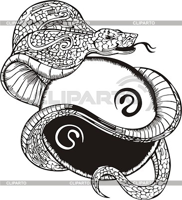 Тату со змеей (инь-янь) | Векторный клипарт |ID 2005249