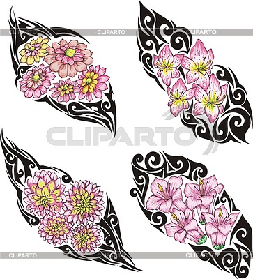 Pink flower tattoos | Stock Vector Graphics |ID 2025795