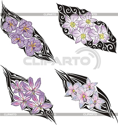 Violet flower tattoos | Stock Vector Graphics | CLIPARTO