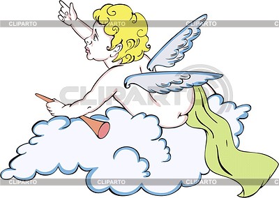 Ангелочек, лежащий на облаке | Векторный клипарт |ID 2006341