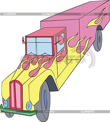Старинный грузовик с флеймом | Векторный клипарт |ID 2023386