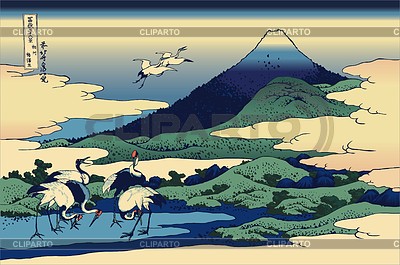 Hokusai. Die Felder von Umezawa in der Provinz Sagami | Stock Vektorgrafik |ID 2024136