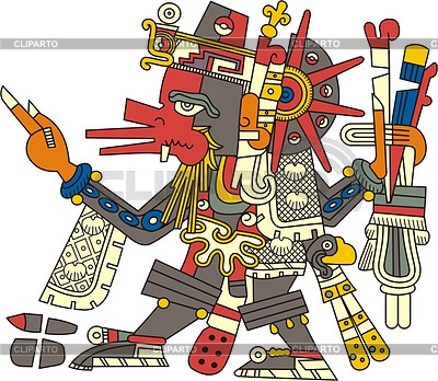 Aztec god Quetzalcoatl with the symbols of Ehecatl | Stock Vector Graphics |ID 2025443