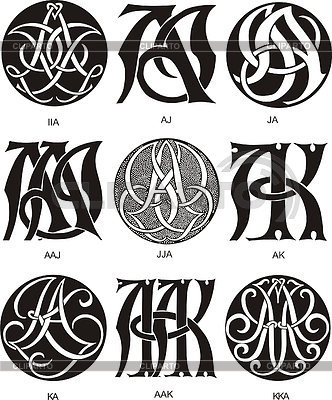 Monogramas AI - AK | Ilustración vectorial de stock |ID 2026847