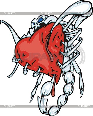 Тату скорпион и сердце | Векторный клипарт |ID 2020745