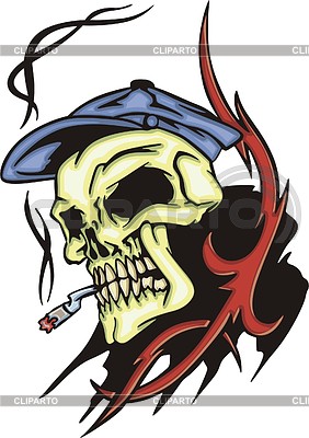 Cráneo que fuma tatuaje | Ilustración vectorial de stock |ID 2020803