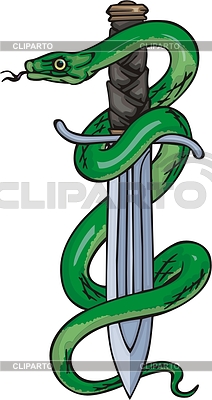 Змея, обвивающая меч | Векторный клипарт |ID 2022887