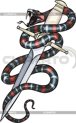 Змея, обвивающая кортик | Векторный клипарт |ID 2022885