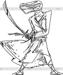 Young man with sword - vector clipart