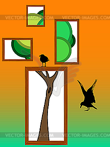 Tree with birds - vector image