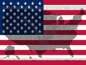 United states flag and map - vector image