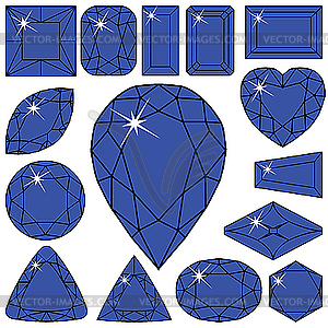 Blue diamonds collection - royalty-free vector image