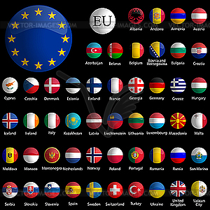 Icon Sammlung Mit Europa Flaggen Vektor Clipart Vektor Bild