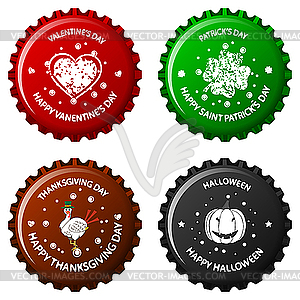 Anniversary bottle caps - stock vector clipart