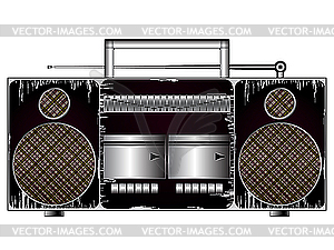 Old radiocassette player - vector clip art