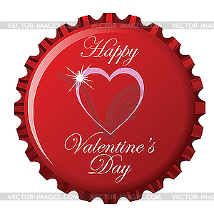 Happy valentine's day bottle cap - vector image