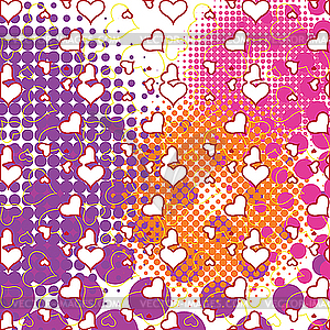 Hearts and bubbles pattern - vector clipart