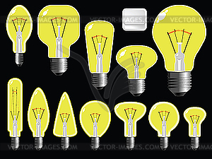 Light bulbs shapes - color vector clipart