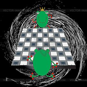 Frogs play chess - vector image