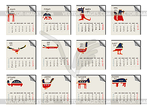 2011 календарь с животными - векторизованное изображение