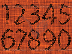 Numbers over orange texture - vector image