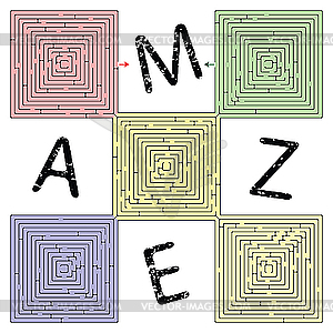 Square maze - vector image