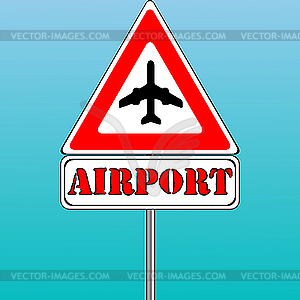 Airport sign and blue sky background - vector image