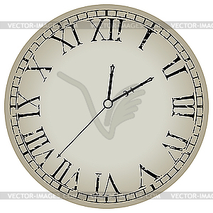 Ancient clock against white - vector image