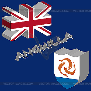 Anguilla 3D flag - vector clip art