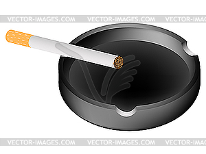 Ashtray and cigarette against white - vector clip art