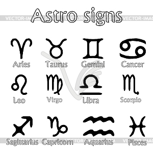 Astro signs isolated on white - vector image