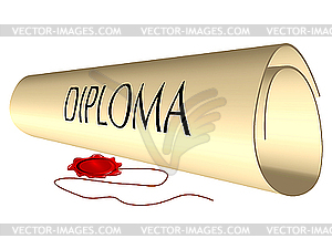 Diploma and wax seal - vector image