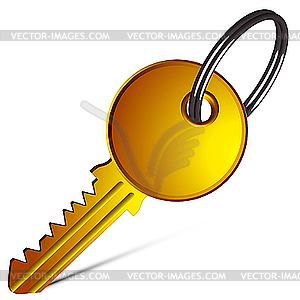 Golden key against white - vector clipart