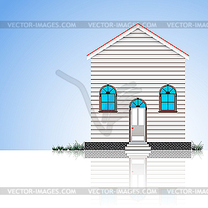 Modern house and blue sky - vector image
