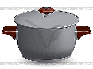 Stainless steel pan - color vector clipart