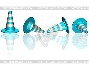 Traffic cones reflected - vector clip art