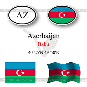 Azerbaijan icons set - vector image