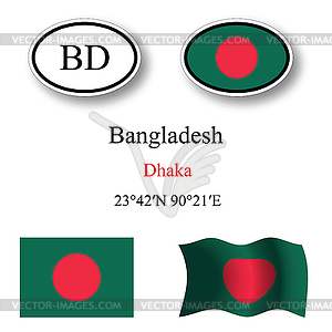 Bangladesh icons set - vector image