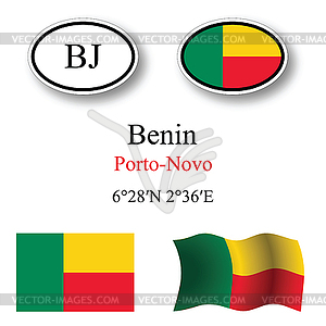 Benin icons set - vector image