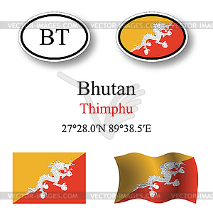 Bhutan icons set - vector clip art