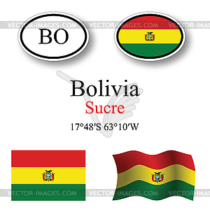 Bolivia icons set - vector clipart