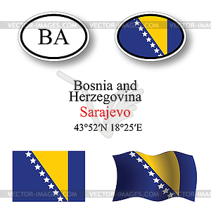 Bosnia and herzegovina icons set - vector image