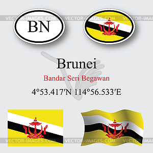 Brunei icons set - vector image