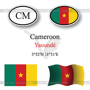 Cameroon icons set - vector image