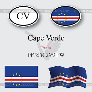 Cape verde icons set - vector clipart